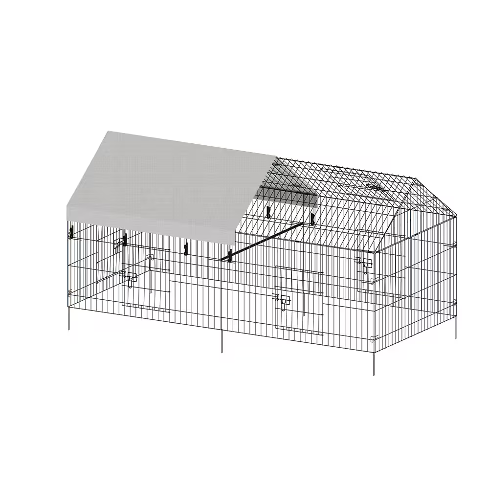 Pointed Wire Chicken Coop for Poultry Breeding - Black & Gray