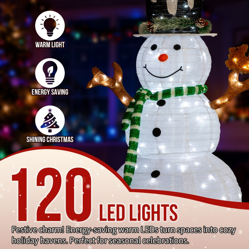 4ft White LED Snowman with Squirrel - Christmas Decoration