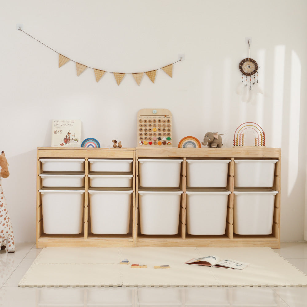 Large Capacity Wooden Toy Storage Cabinet for Kids & Office