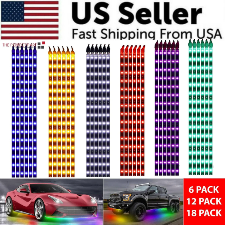 Waterproof 12'' 15 LED Car Motorcycle Underbody Light Kit - 12V DC, Multi-Color 6 Pack