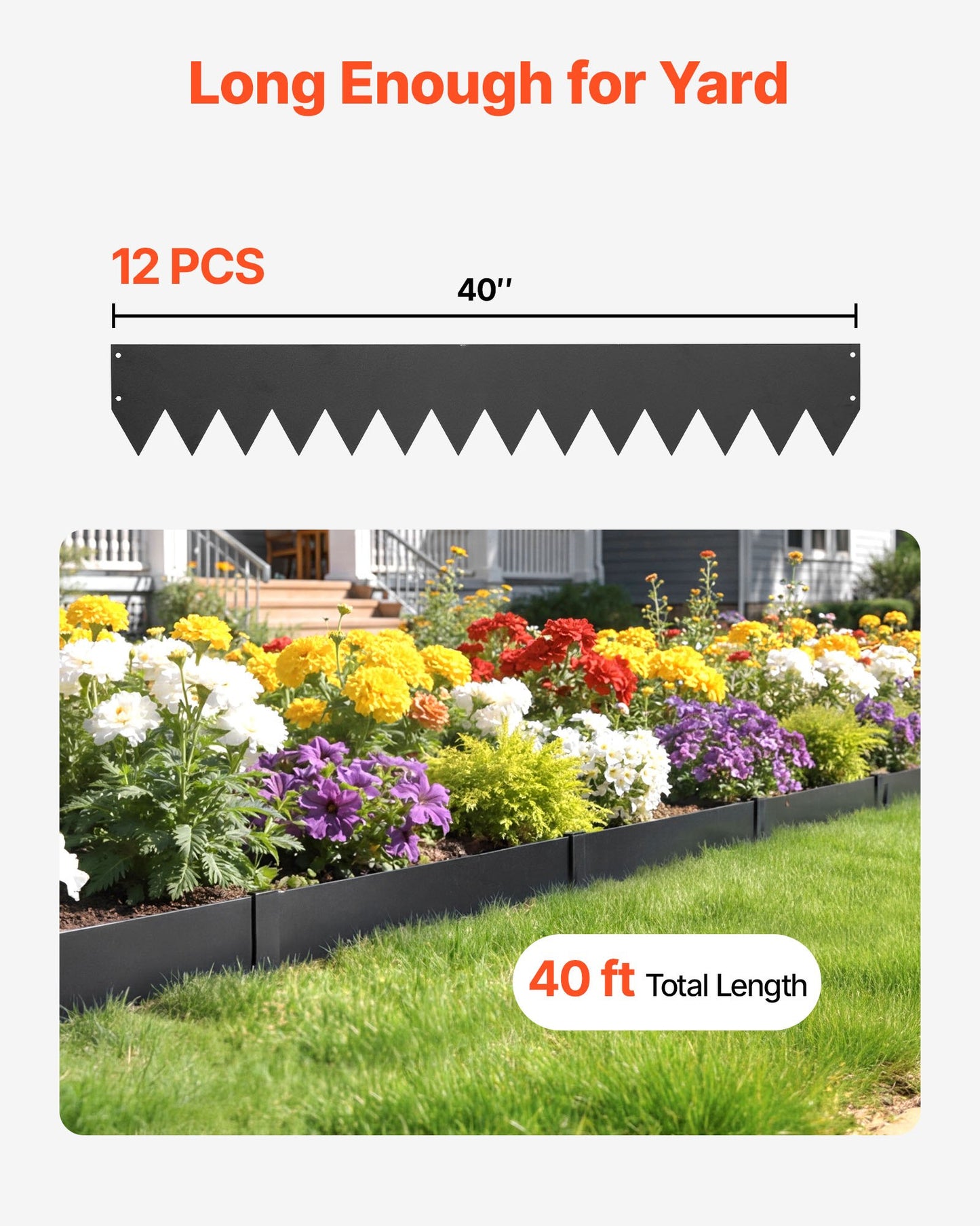 Heavy Duty Galvanized Steel Landscape Edging 12-Pack - Black Garden Border