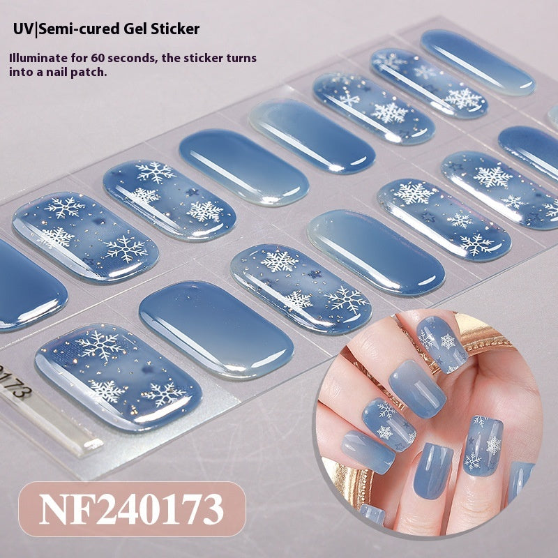 Semi-Cured Christmas Nail Stickers - Gel Nail Art Decals for Holiday Manicure