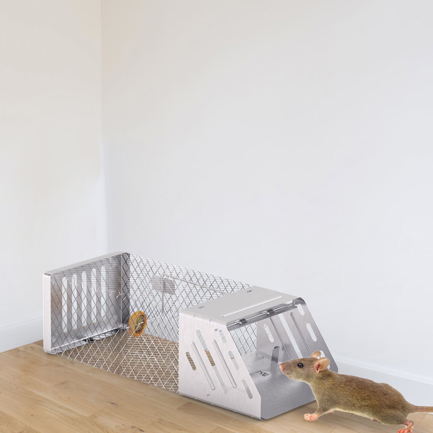 Automatic Continuous Mouse Trap - Humane Live Rodent Cage - Silver
