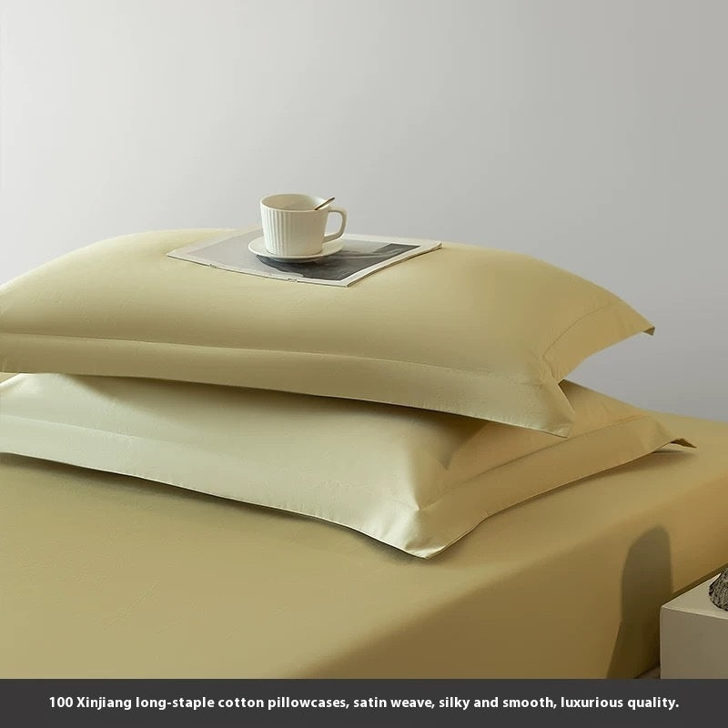Solid Color Cotton Pillowcase Set - 48x74cm Long-Staple Home Bedding