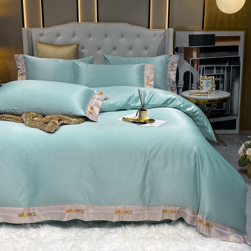 Home Washed Silk Bedding Set Four Piece Quilt Cover Bed Sheets Pillowcases