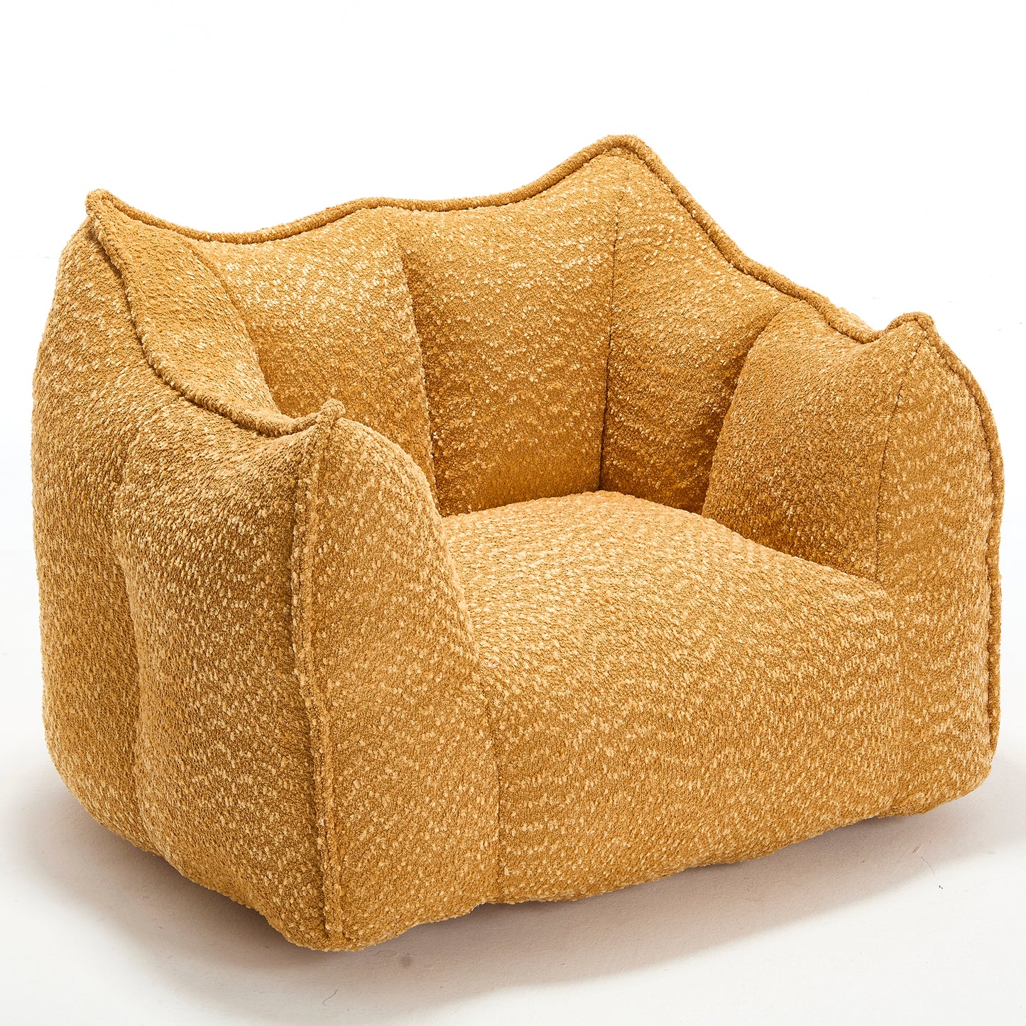 Yellow Chenille Bean Bag Chair - Comfortable Lazy Sofa for Adults