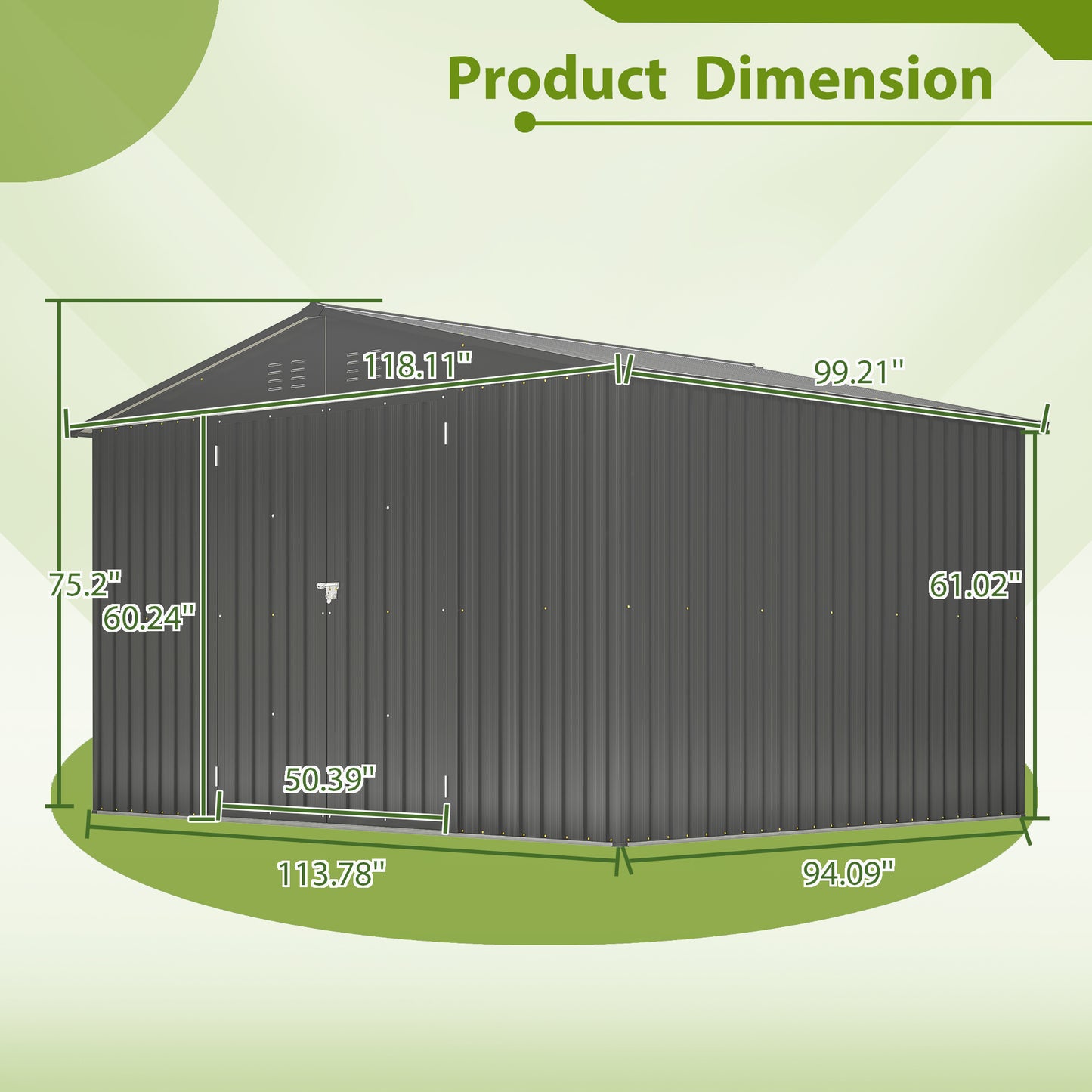 10X8 FT Outdoor Storage Shed, All Weather Metal Sheds With Lockable