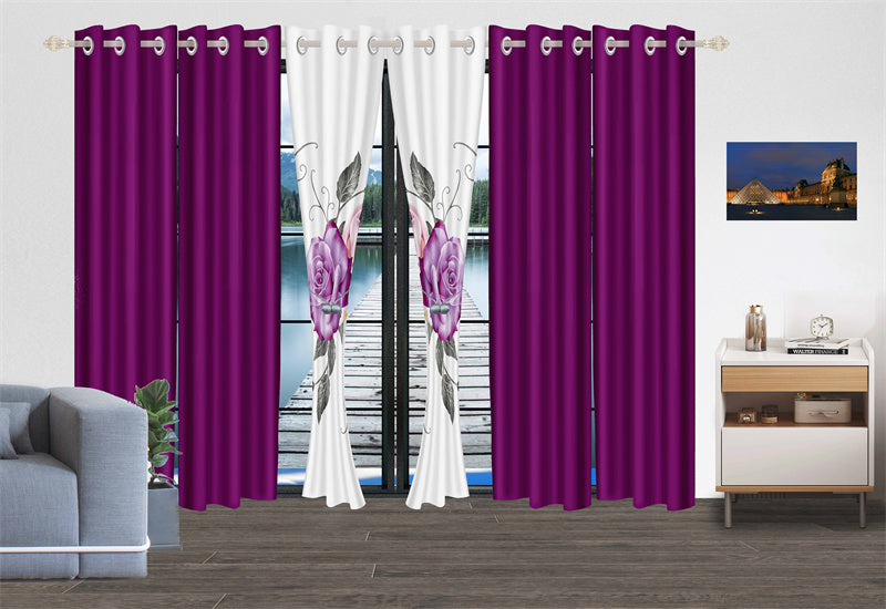 9-Piece Room In A Bag Quilt & Curtain Set - Deep Magenta Floral