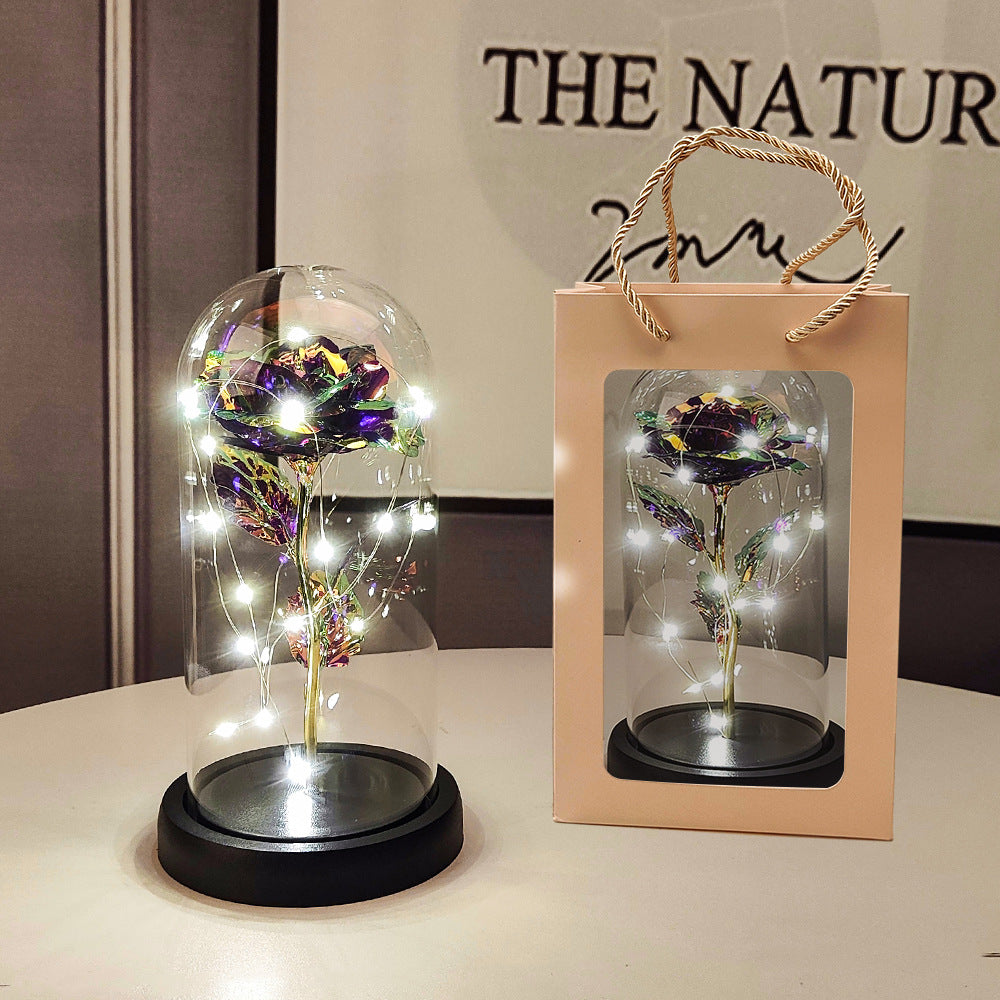 Valentine's Day Artificial Flower Glass Cover Lamp - Luminous Home Decor