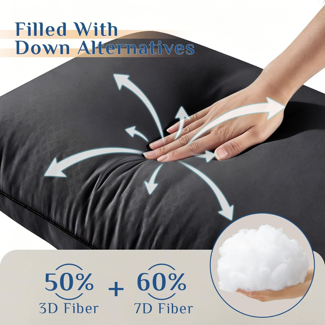 Queen Size Support Pillow Set - Firm Down Alternative for Side & Back Sleepers