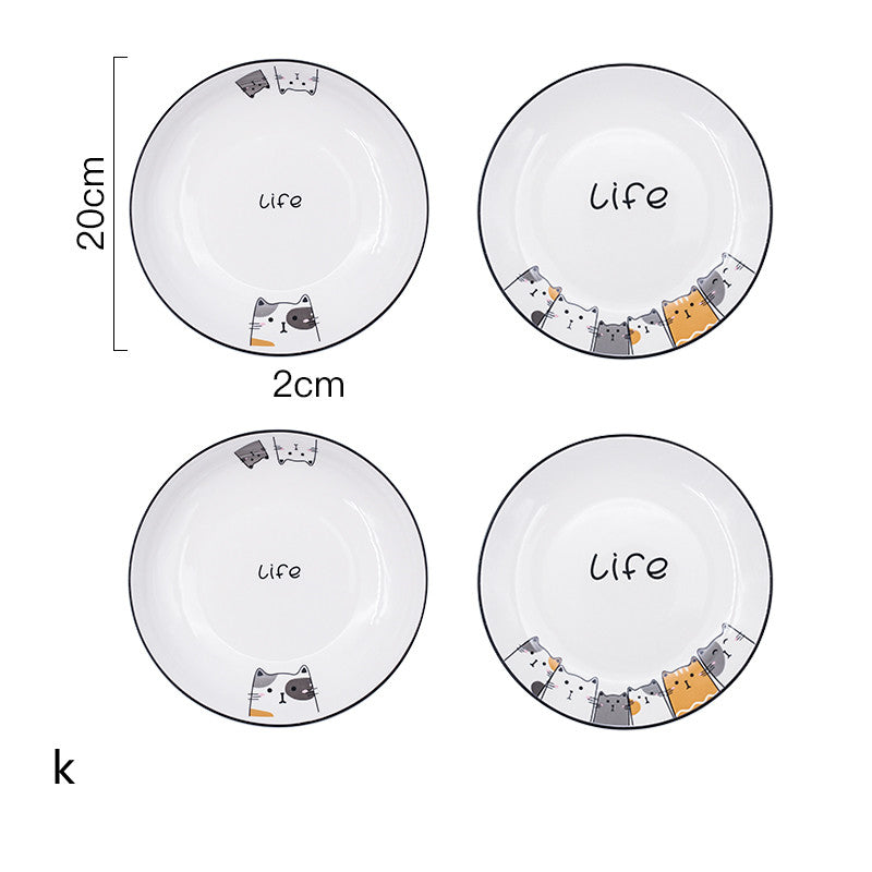 Ceramic Deep Plate Set for Kitchen & Dining - Nordic Style, 8-8.5 Inch