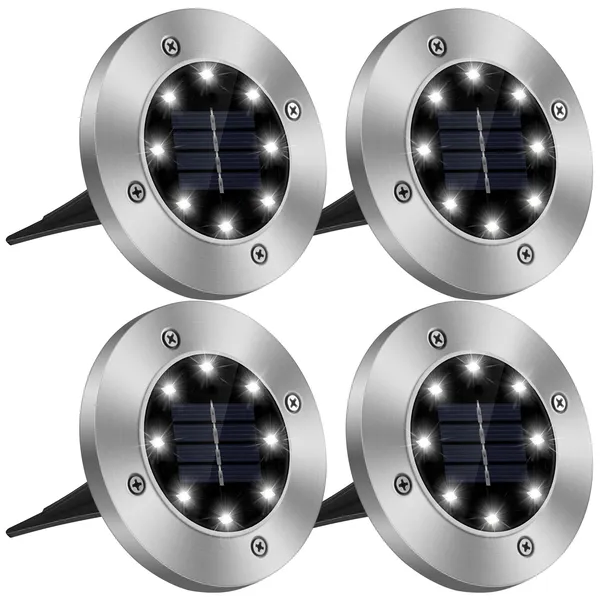 4 Pack Solar Ground Lights Waterproof IP65 Outdoor Pathway Lawn Lighting
