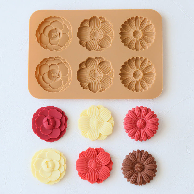 Chocolate Flower Silicone Mold - Baking & Candy Making Tool 150x220mm Light Brown