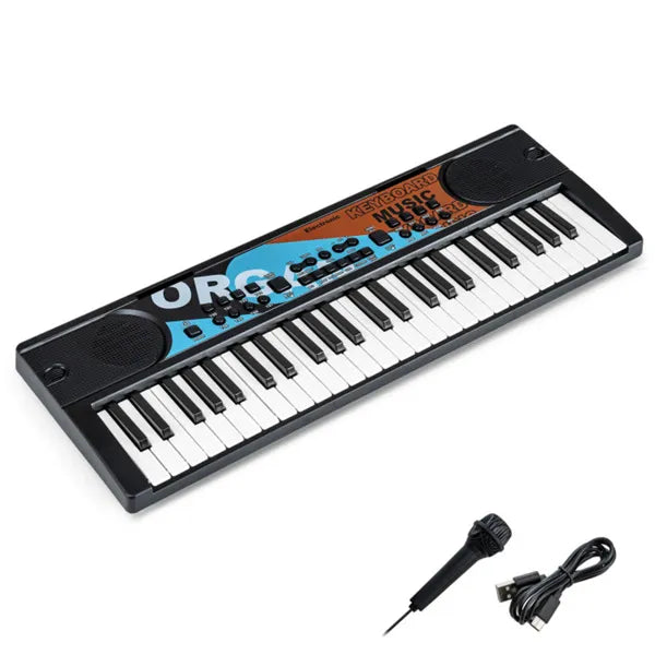 Kids Electronic Keyboard with Microphone - 49 Keys, 8 Tones