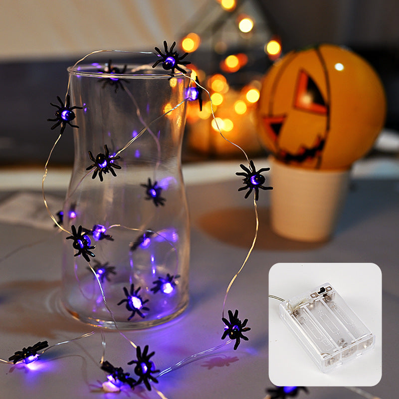 LED Purple Spider String Lights Halloween Decoration - 2M or 5M Options