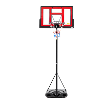 Adjustable Height Portable Basketball Hoop - 44 Inch Backboard, Red