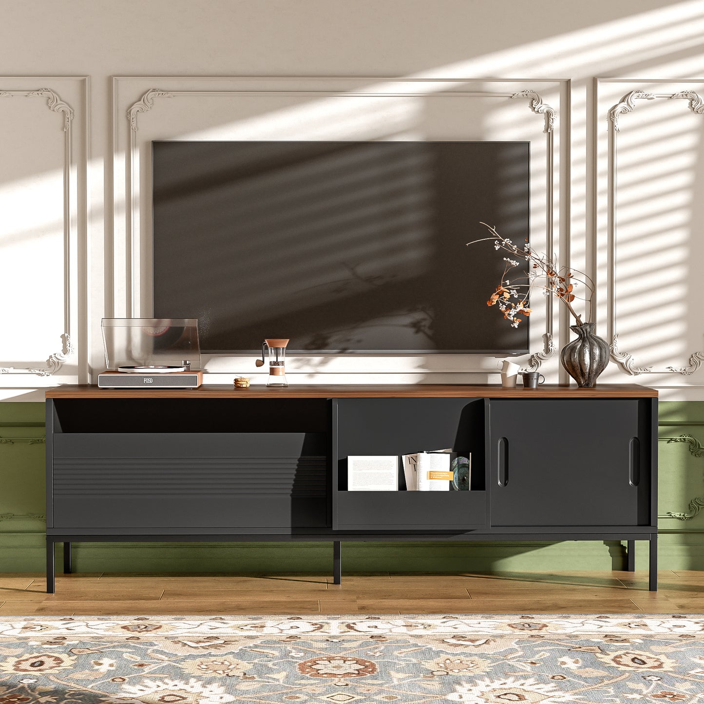 Modern TV Stand for TVs Up to 75 Inches - Black