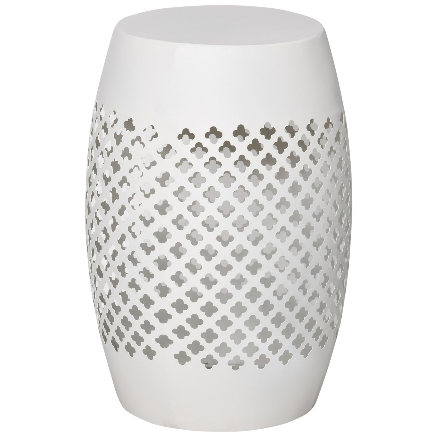 12" Steel Outdoor Side Table - Round Accent Table in White