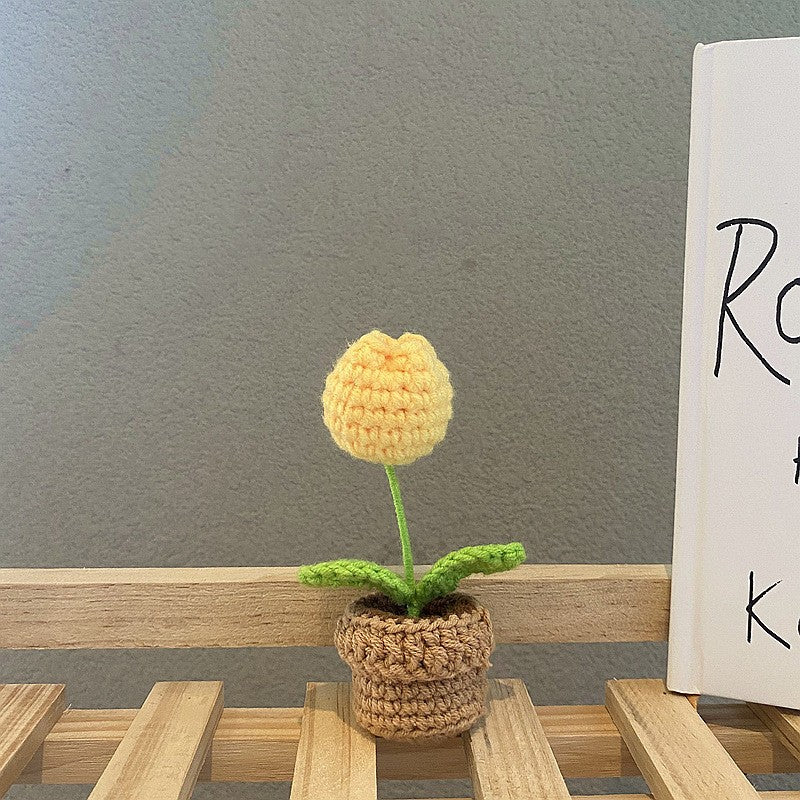 Mini Potted Artificial Flowers - Hand Woven Home Decor, All Colors