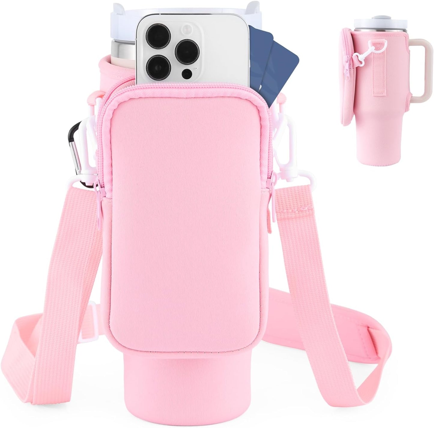 40oz Water Bottle Carrier with Adjustable Strap - Multiple Colors