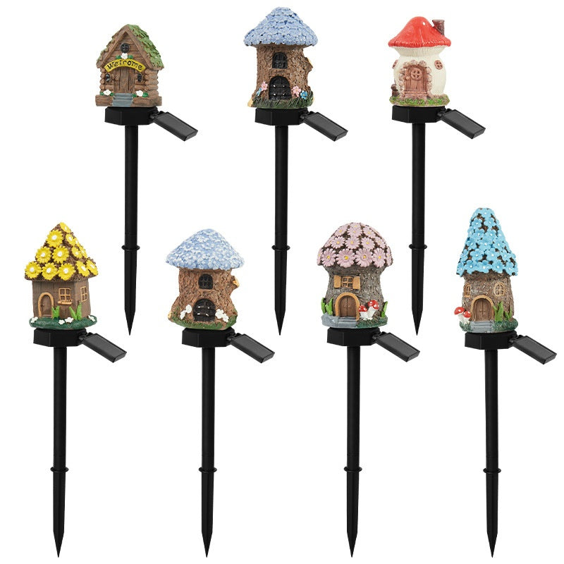 Outdoor Solar Mushroom Garden Light - Resin Lawn Landscape Lamp with Ground Stake