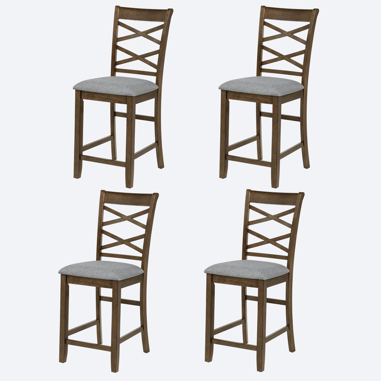 Set of 4 Walnut Counter Height Dining Chairs with Padded Seats