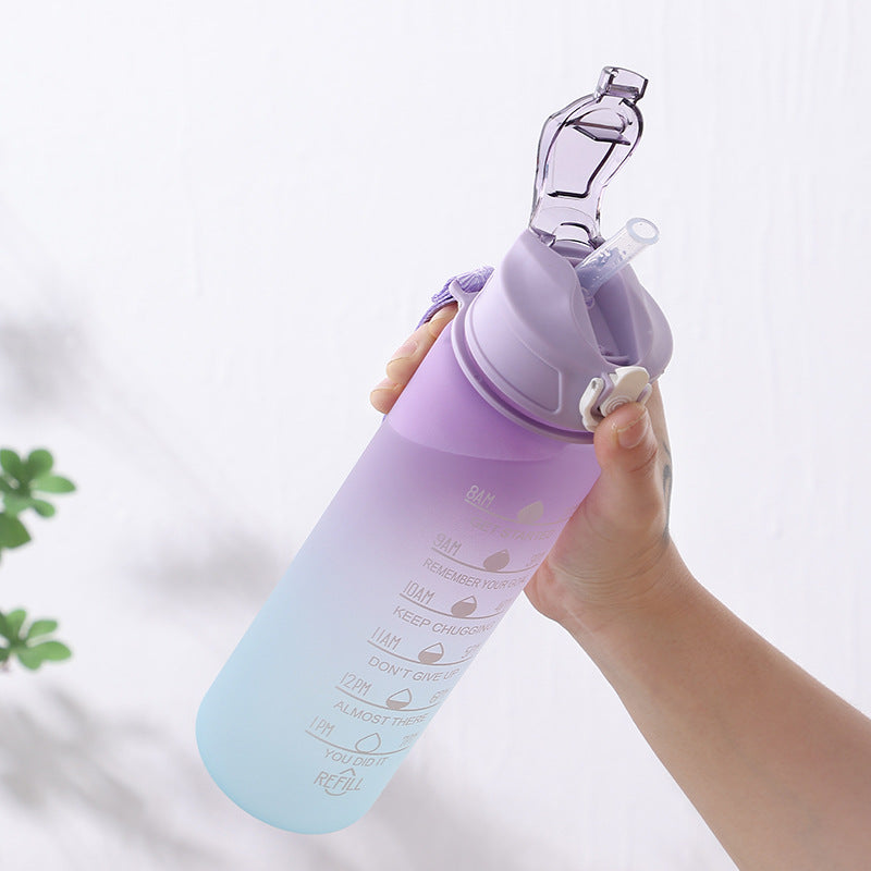 Large Capacity Sports Water Bottle with Straw - Portable Hydration Bottle