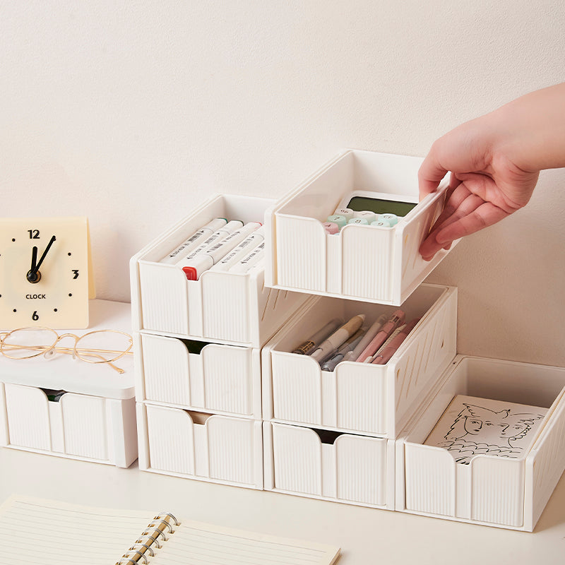 Stackable Desktop Storage Box 18.7x11.6x6.7cm Organizer for Office & Home