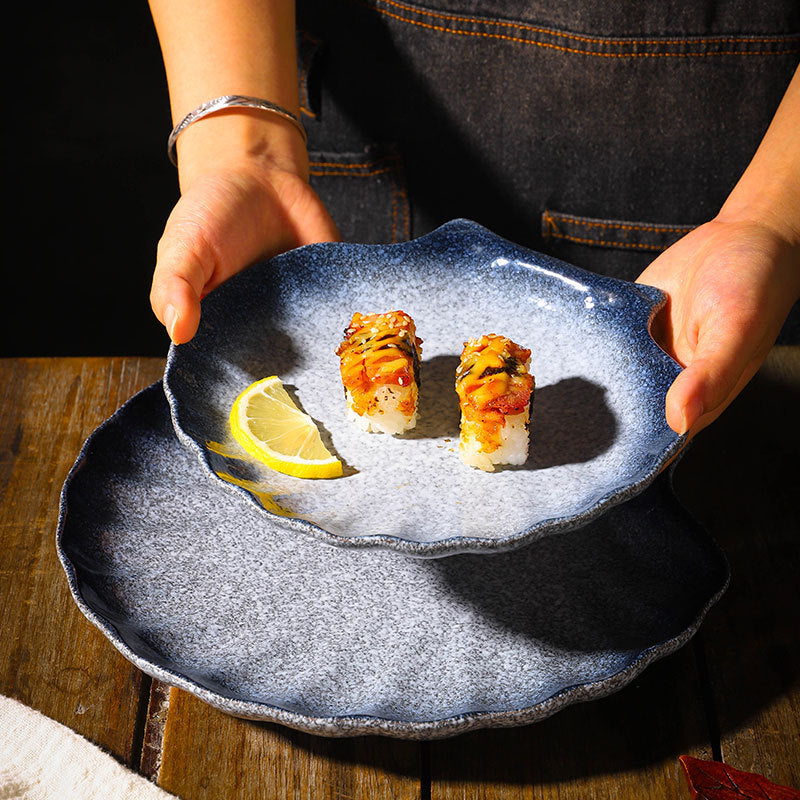 Ceramic Shell Plate for Kitchen & Dining - Irregular Shape, Microwave Safe