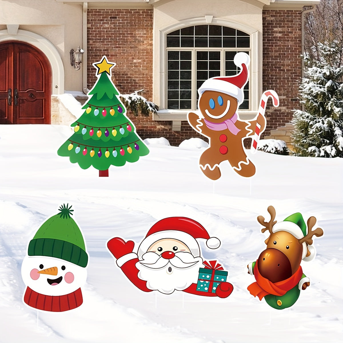 Christmas Yard Sign Set - 5 Multicolor Placards