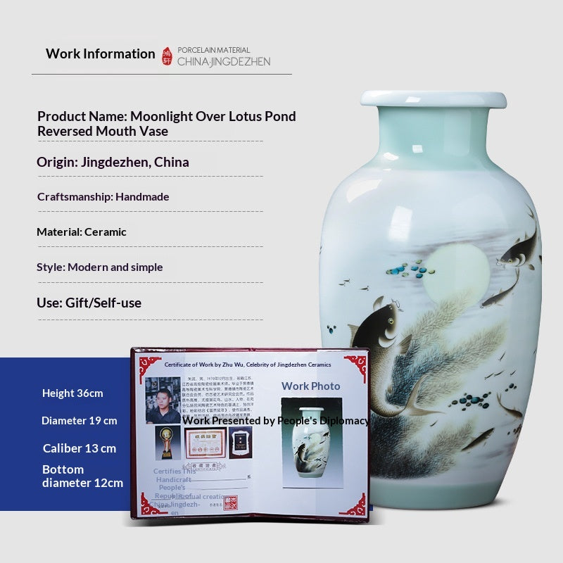 Chinese-Style Pastel Ceramic Vase with Floral & Landscape Designs