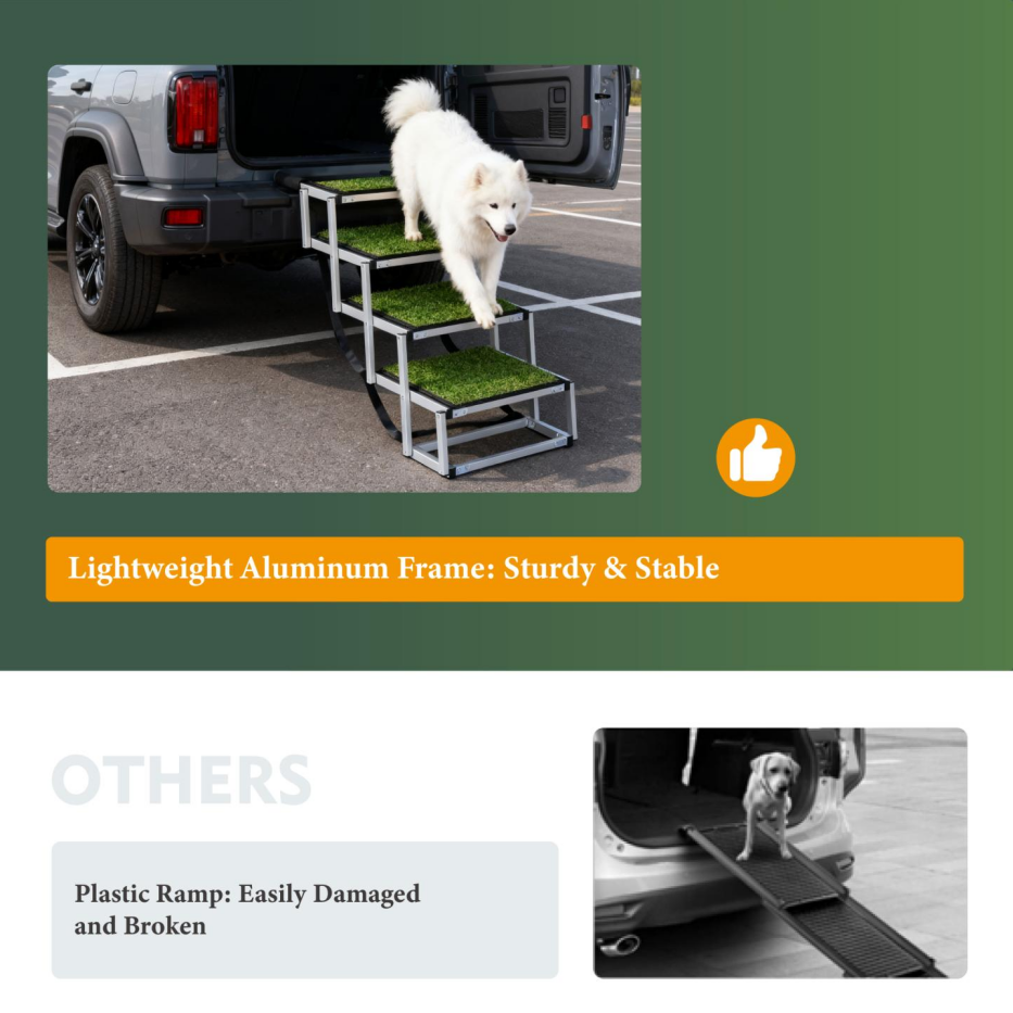 Foldable Dog Ramp for Large Pets - Portable Non-Slip Car, SUV, Truck Support