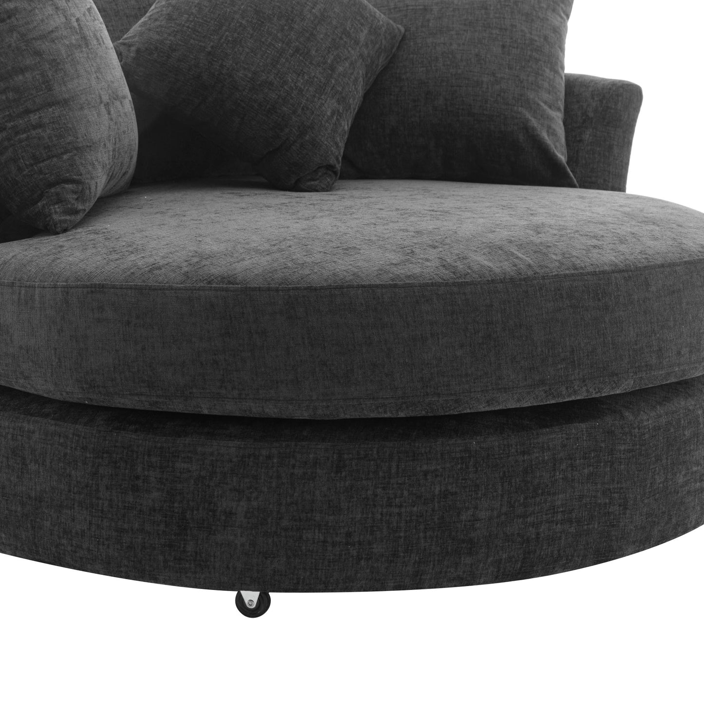 360° Swivel Accent Barrel Chair with Storage Ottoman & 4 Pillows - Gray