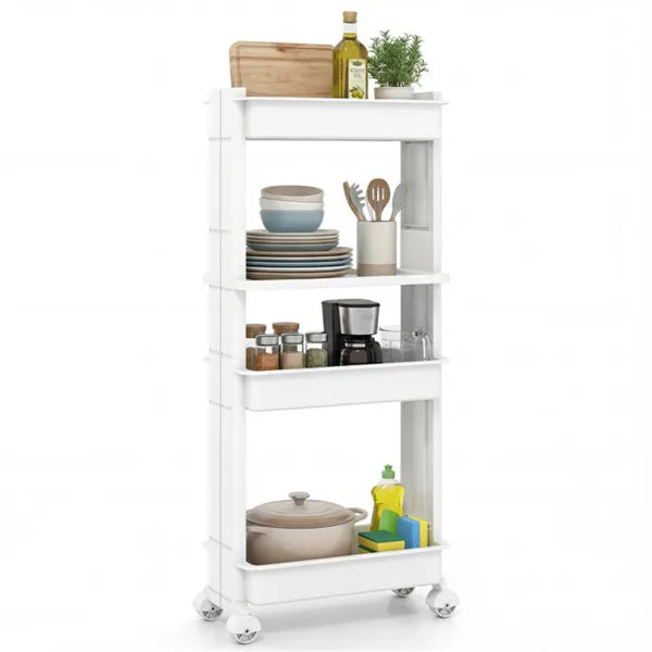 4-Tier DIY Rolling Storage Cart, 15.5 X 9 40.5 With Detachable
