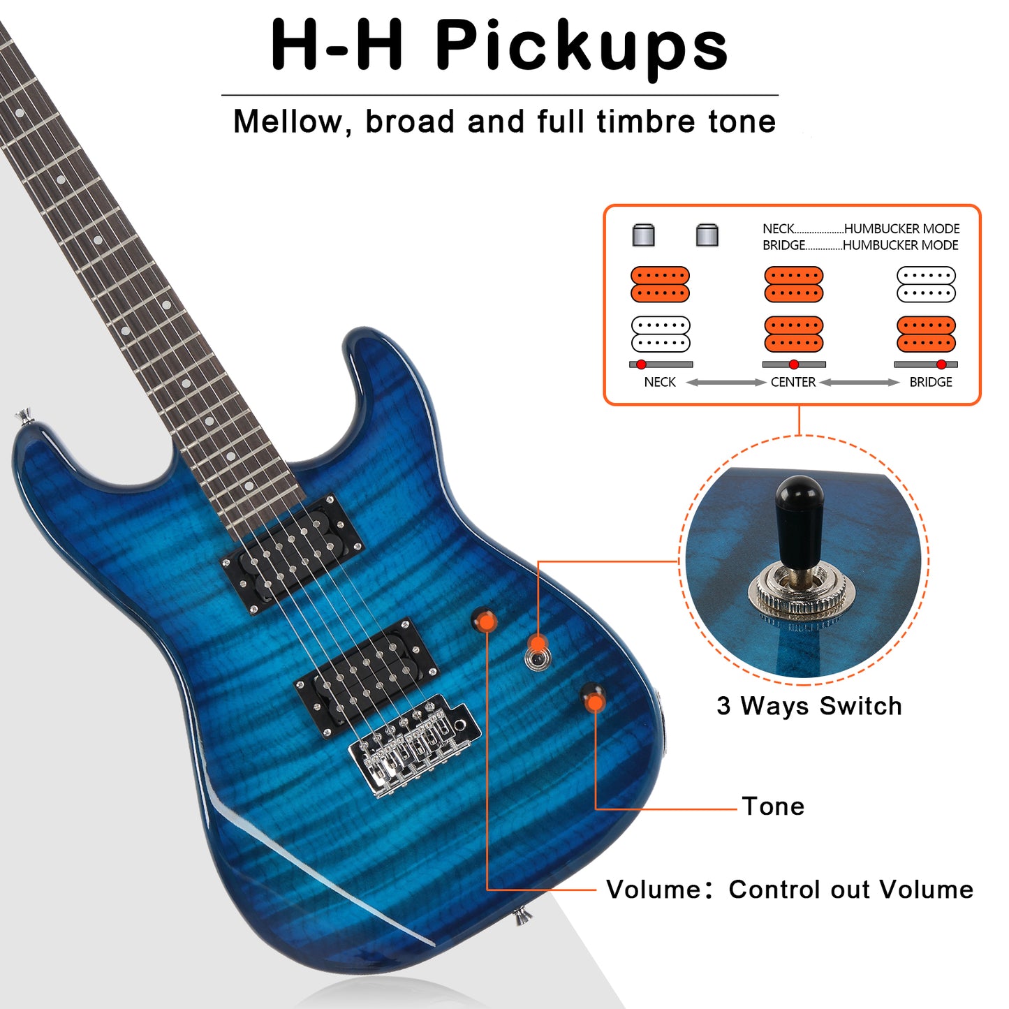 Electric Guitar Kit with Speaker - Blue