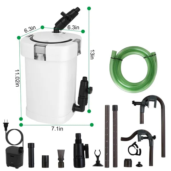 External Canister Aquarium Filter 600L/H Flow Rate for Fish Tank