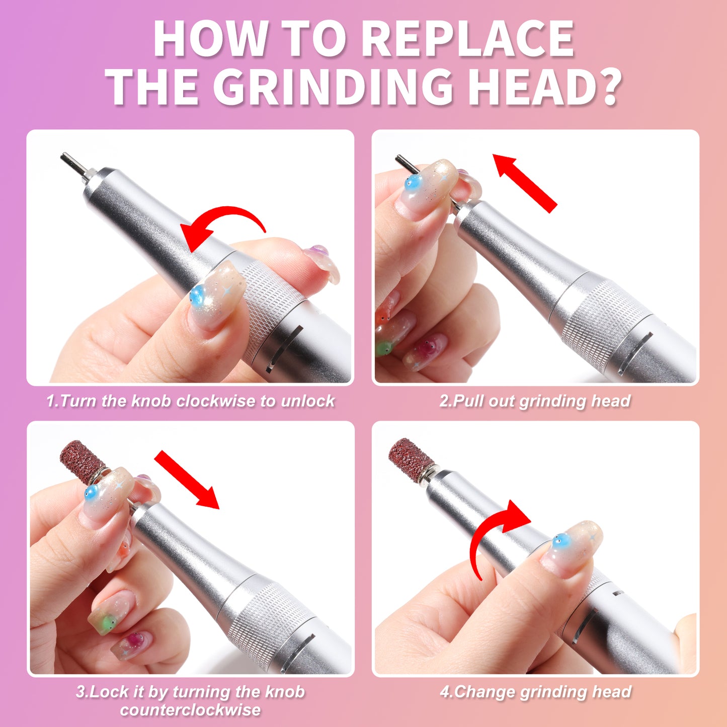 Professional Rechargeable Nail Drill 45000 RPM - Electric File for Gel Nails