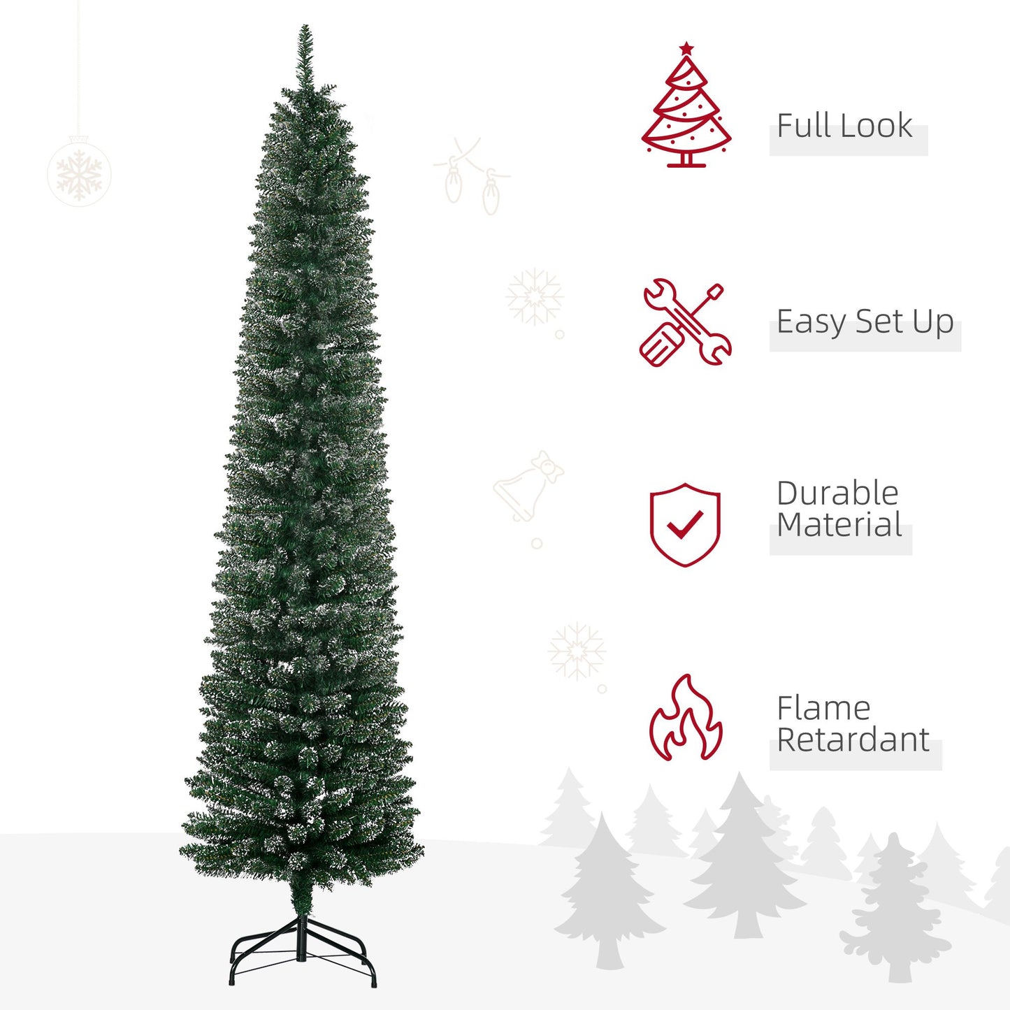 7.5FT Snow Dipped Artificial Christmas Tree with Stand - Green