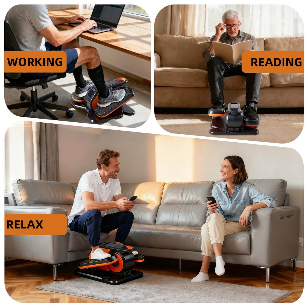 Under-Desk Elliptical Mini Pedal Exerciser with Adjustable Speed and LED Display