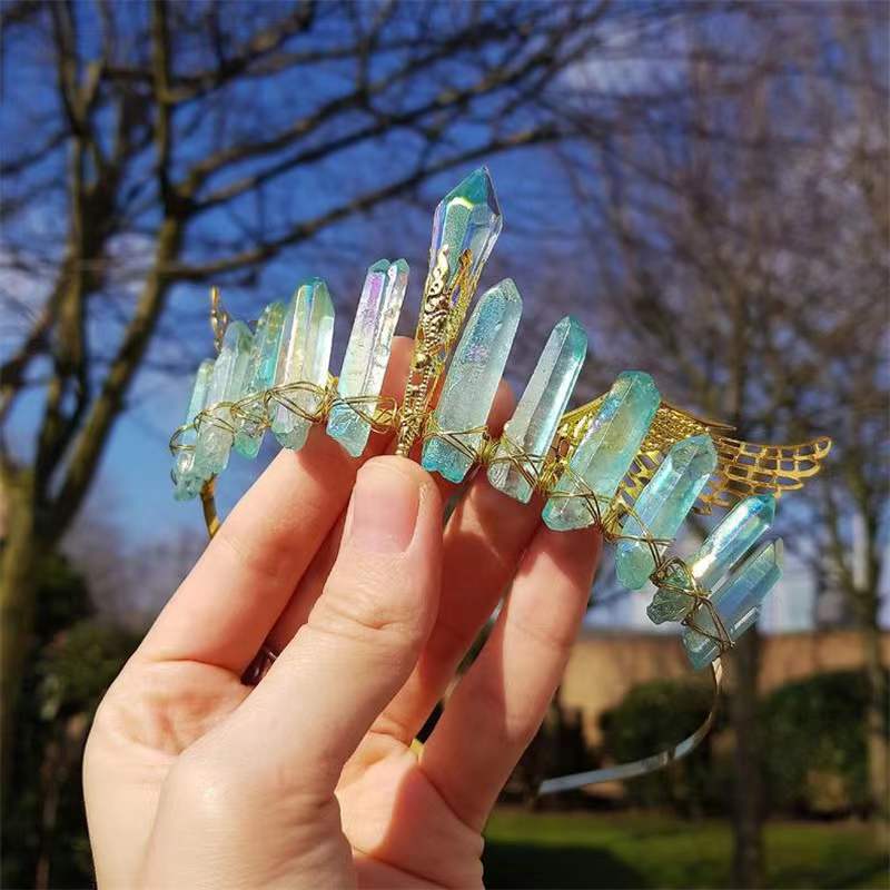 Crystal Golden Wings Hair Band - Handmade Bridal Accessory