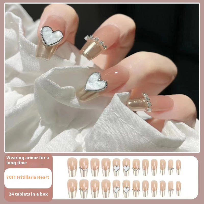 Women's Nail Art Kit with Detachable Color Variants - Spicy White Armor Design