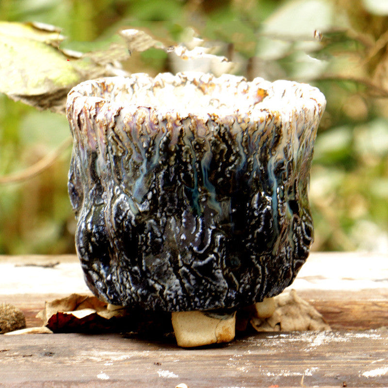 Creative Ceramic Flowerpot with Hand-Controlled Bursting Flow Glaze