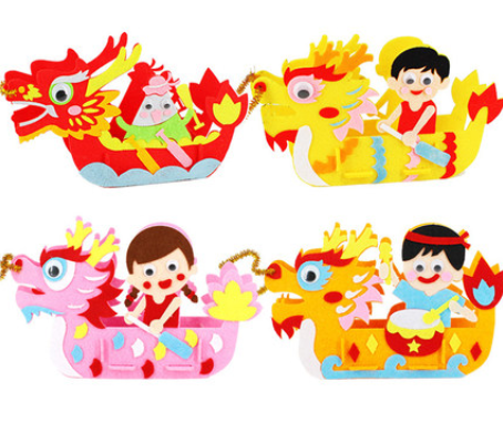 Dragon Boat Festival Handmade Model Kit with 3D Dragon Boat and Decor - DIY Craft