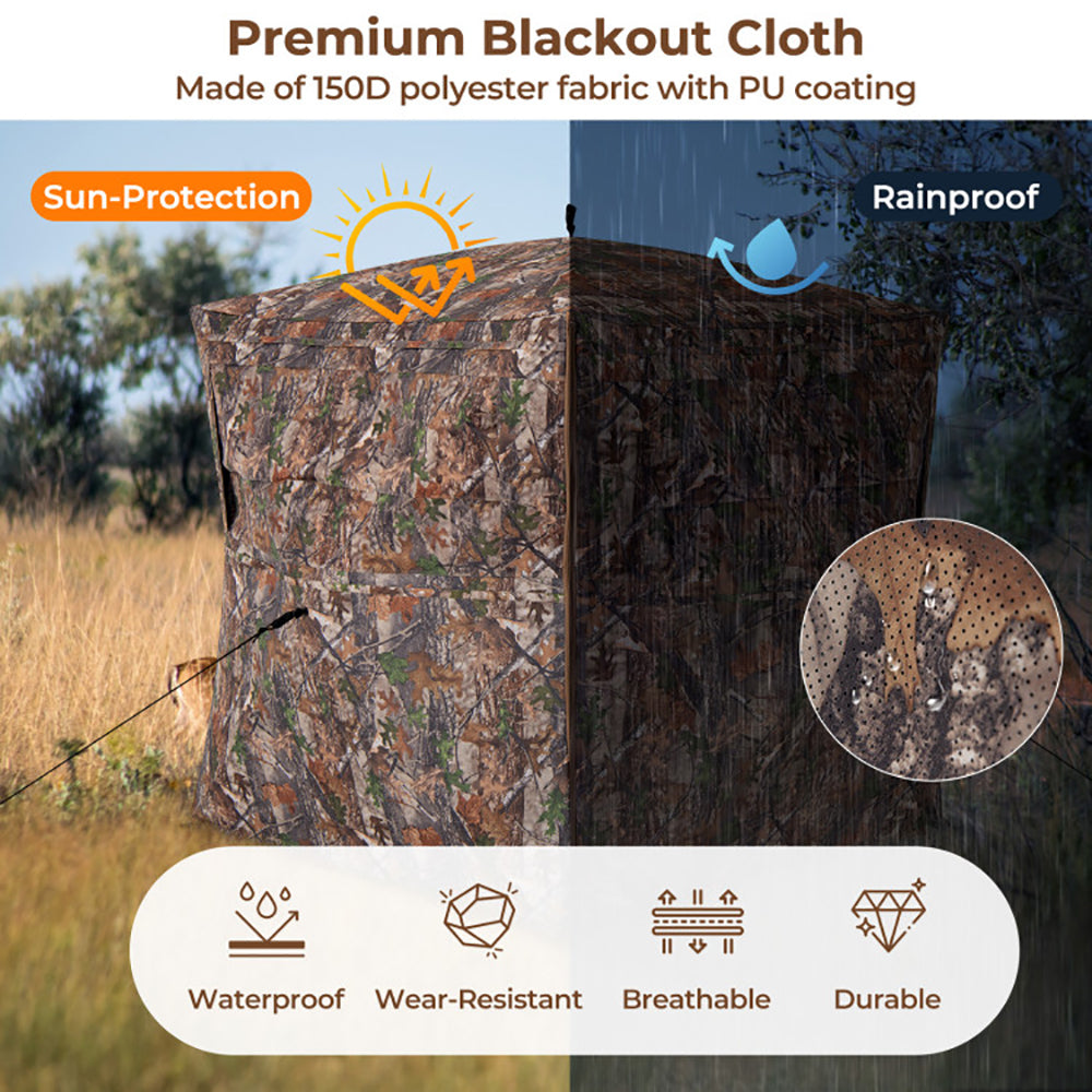 360-Degree One-Way See-Through Hunting Blind for 2-3 Persons - Camouflage