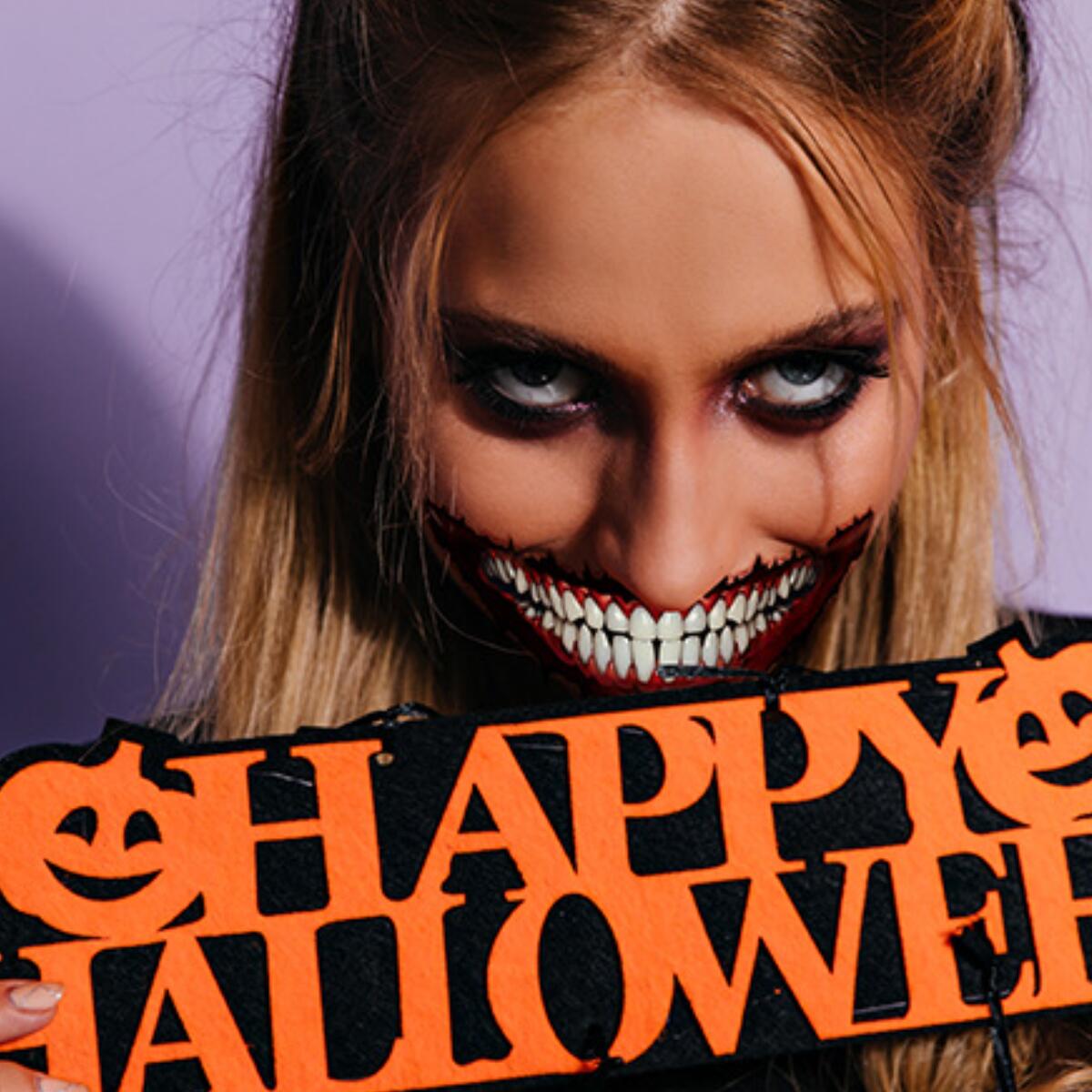 18 Sheets Halloween Temporary Tattoo Stickers - Scary Mouth Designs