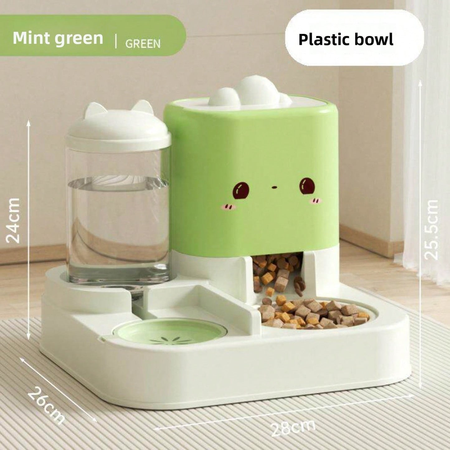2-in-1 Automatic Pet Feeder and Water Dispenser - Large Capacity, Anti Spill, Stable for Cats and Dogs, Green
