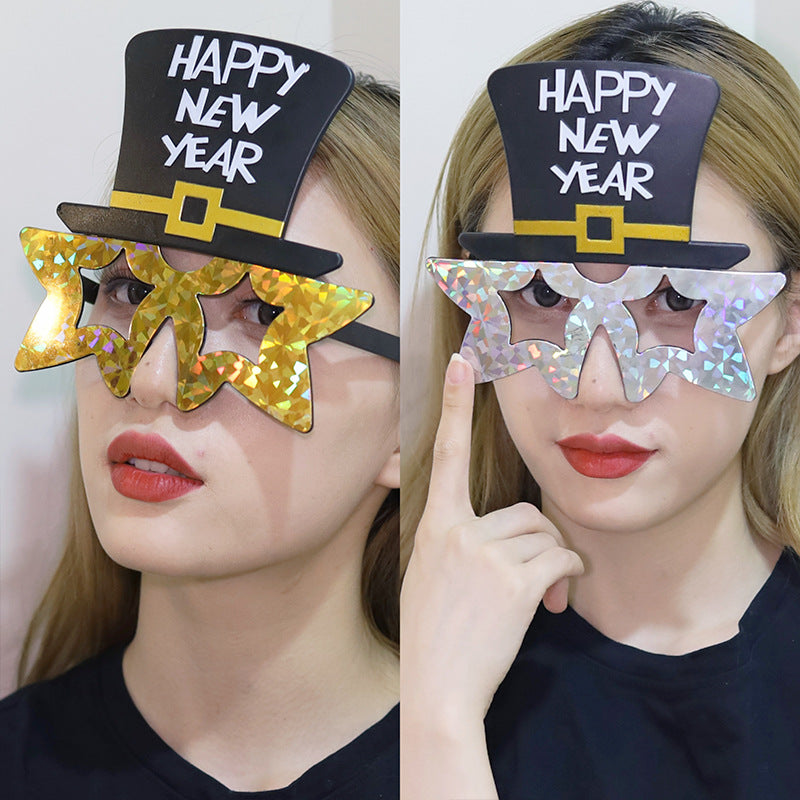Funny New Year Party Glasses Supplies Photo Props Unisex Dress Up Accessories