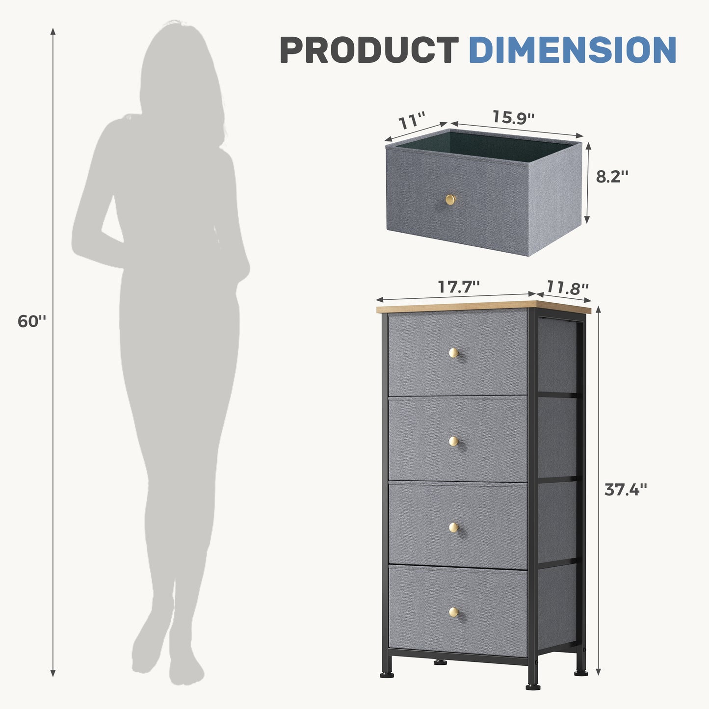 4-Drawer Storage Cabinet for Bedrooms & Living Rooms