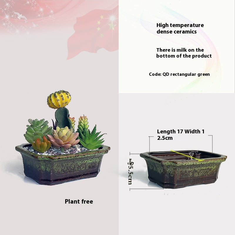 Square Ceramic Flowerpot for Home Gardening - High Temperature Resistant