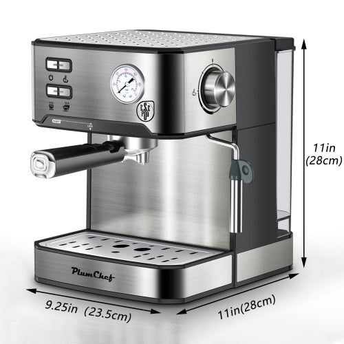 20 Bar Professional Espresso Machine with Milk Frother - Silver